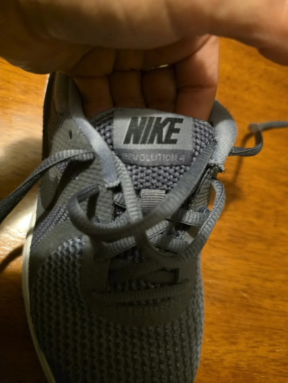 Nike Revolution 4 Dark Gray Knit Athletic Sneakers with White Soles